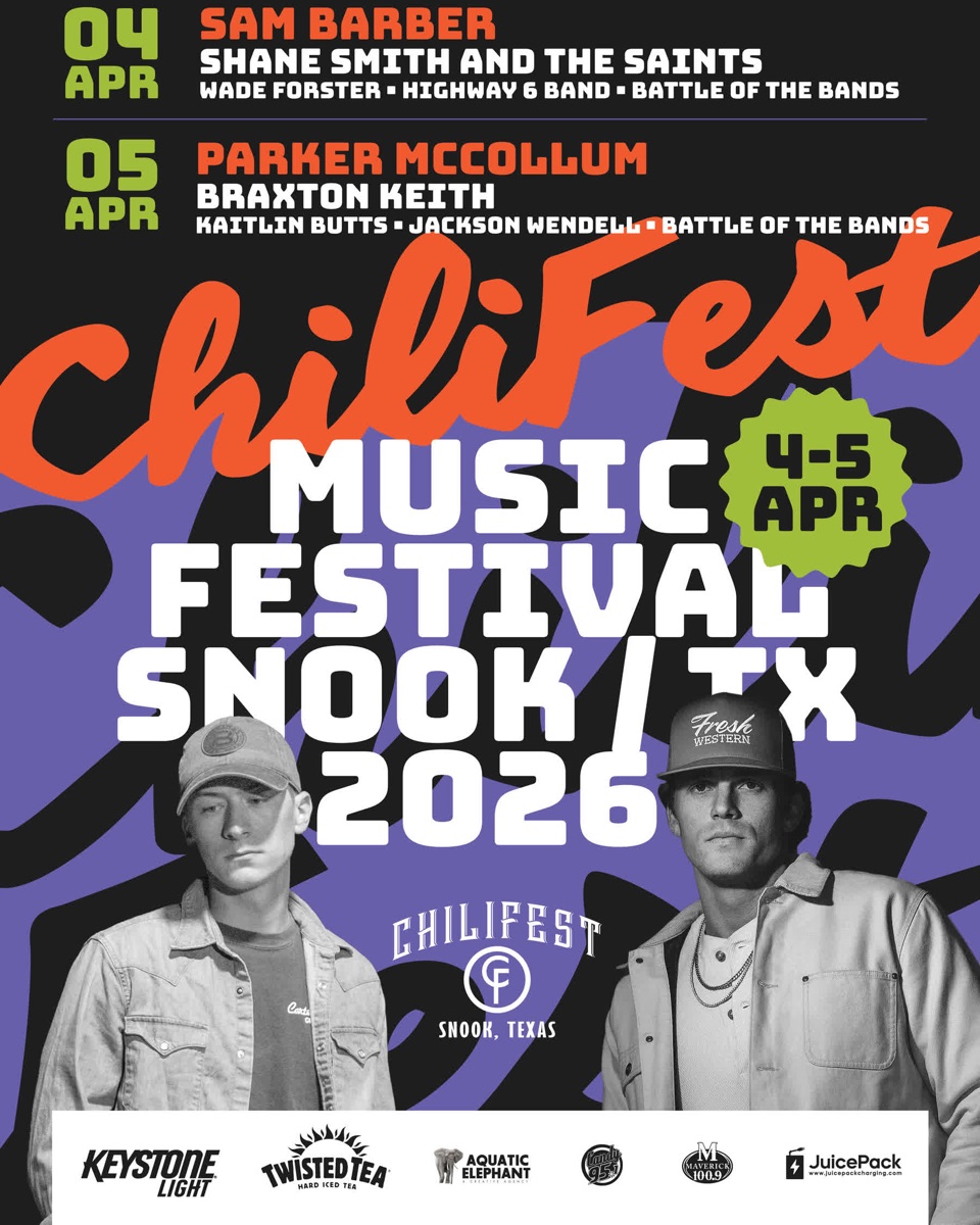 Chilifest 2026 lineup poster: two-day bill, festival key art, and sponsor bar