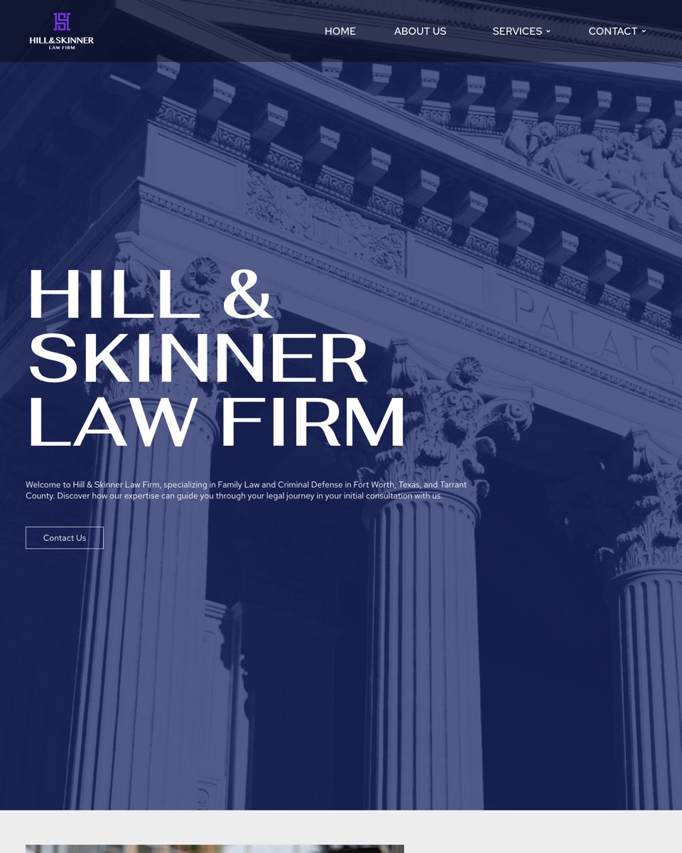 Hill & Skinner Law Firm homepage, family law and criminal defense in Fort Worth